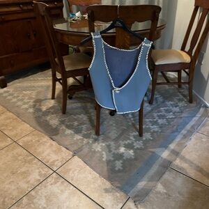 Hand Crafted by Redhawk Designs Blue New Zealand Deerskin Cropped Vest size M